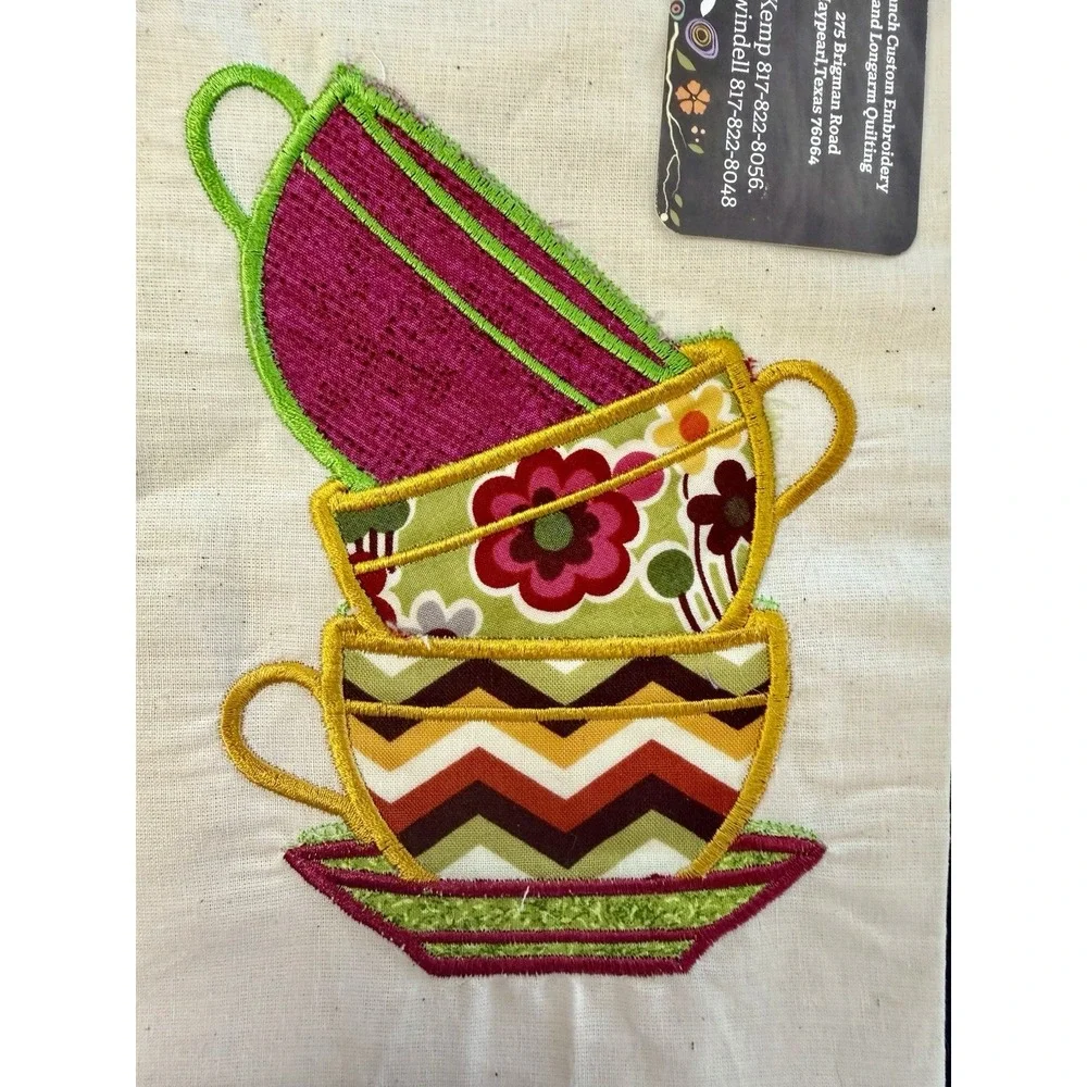 Baseball Kitchen Tea Towels Lot 3 Tomato Green Pepper Embroidered Cotton NOS